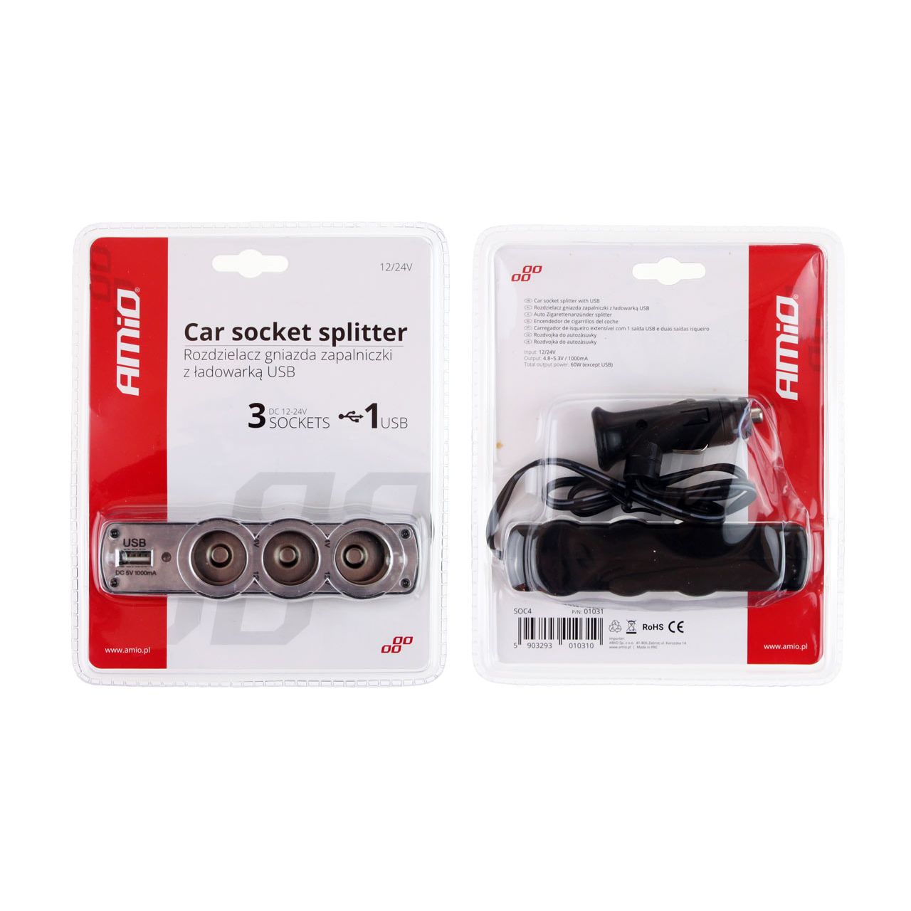 Splitter bricheta auto SOC4 3+1 USB