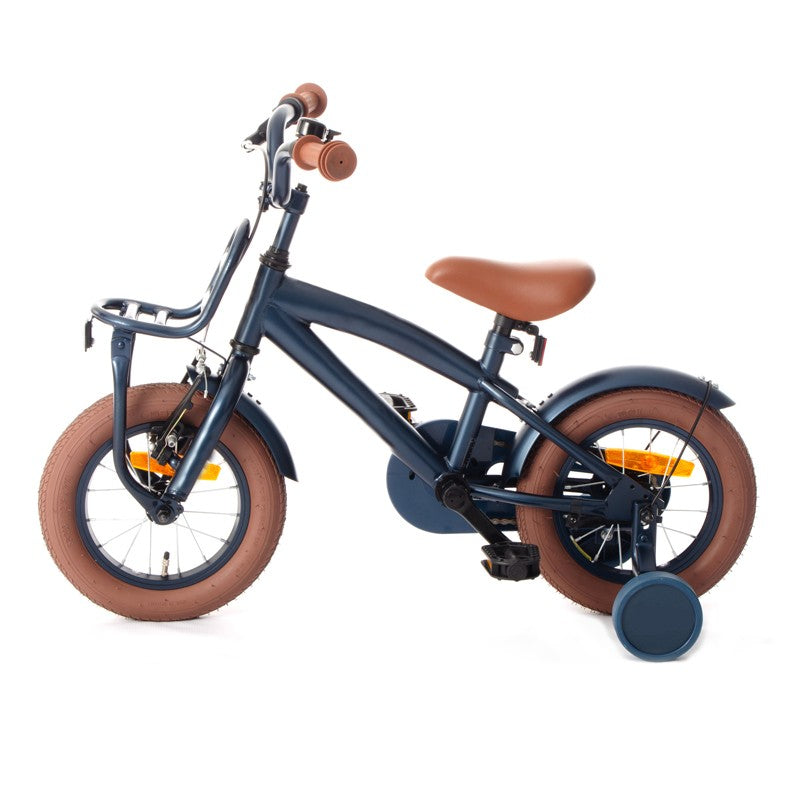 Bicicleta copii, Cool Boy, 12 inch, cadru otel, jante aluminiu, roti ajutatoare, reglabila pe inaltime, V-brake, bleumarin