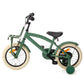 Bicicleta copii, roti ajutatoare, roti 14 inch, scaun reglabil, cadru otel, frane V-Brake, suport fata, jante aluminiu, verde