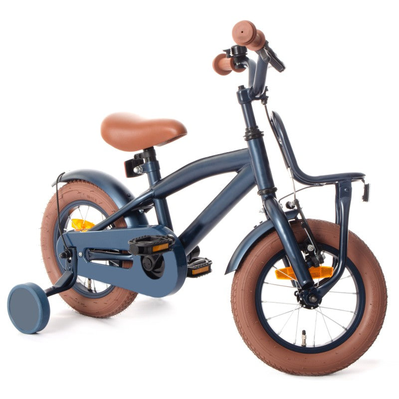 Bicicleta copii, Cool Boy, 12 inch, cadru otel, jante aluminiu, roti ajutatoare, reglabila pe inaltime, V-brake, bleumarin