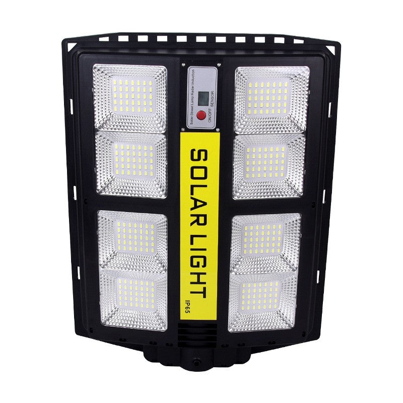 Lampa solara stradala Smart, cu telecomanda, senzor de miscare si lumina, suport prindere, 720 LED-uri, IP65, ABS, 15AH, 500W, temperatura culoare 6500K, 44.5x34.7x6.6 cm, autonomie 10-12 ore, negru