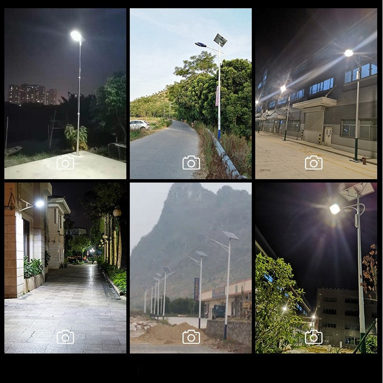 Lampa solara stradala Smart, pentru curte sau strada, finisaj lucios, rezistent la apa, montare prin fixare, senzor lumina, baterie de litiu, IP65, lumina rece, putere 200W, autonomie 10 ore, 49 x 21 x 6.5 cm, negru