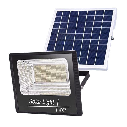 Proiector LED/Lampa solara de exterior Smart, 22 cm x 27 cm, Rezistent la Apa IP67, cu Panou Solar, 248 LED SMD, 150 W, Senzor de lumina, Timer, cu Telecomanda, 2 moduri de iluminat, kit montaj inclus, Lumina Rece