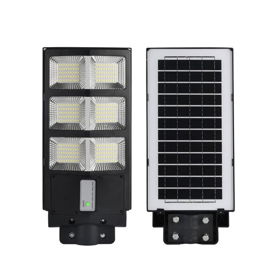 Lampa solara stradala Smart, cu telecomanda, senzor de miscare si lumina, suport prindere, 144 LED-uri, IP65, ABS, 8AH, 150W, temperatura culoare 6500K, 49.5x18.8x5 cm, F6006-150w, autonomie 10-12 ore, negru