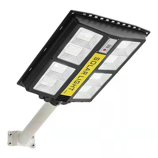 Lampa solara stradala Smart, cu telecomanda, senzor de miscare si lumina, suport prindere, 720 LED-uri, IP65, ABS, 15AH, 500W, temperatura culoare 6500K, 44.5x34.7x6.6 cm, autonomie 10-12 ore, negru