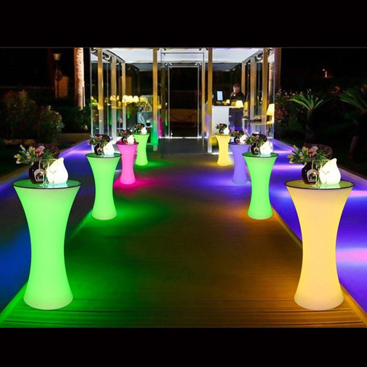 Masa cocktail iluminata LED RGB, 16 culori interschimbabile, control telecomanda, 112x58 cm