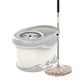 Set Galeata si Mop Rotativ 360°, Smart, Cu Dubla Actiune Centrifuga, Pentru Uz Casnic, Maner din Otel Inoxidabil Telescopic, 2 Capte din Bumbac, 46x27x29 cm, Alb