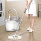 Set Galeata si Mop Rotativ 360°, Smart, Cu Dubla Actiune Centrifuga, Pentru Uz Casnic, Maner din Otel Inoxidabil Telescopic, 2 Capte din Bumbac, 46x27x29 cm, Alb