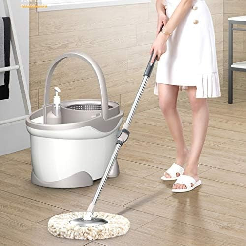 Set Galeata si Mop Rotativ 360°, Smart, Cu Dubla Actiune Centrifuga, Pentru Uz Casnic, Maner din Otel Inoxidabil Telescopic, 2 Capte din Bumbac, 46x27x29 cm, Alb