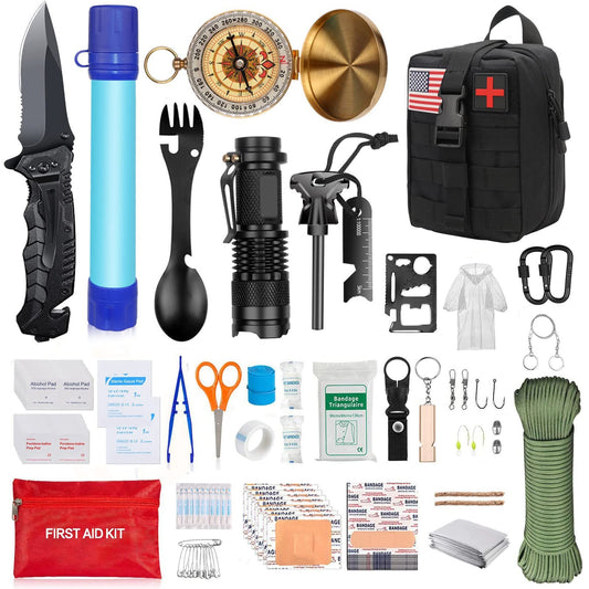 Kit supravietuire multifuncional Smart, 40 de Instrumente Profesionale, Echipament de prim-ajutor, Drumetie, Camping