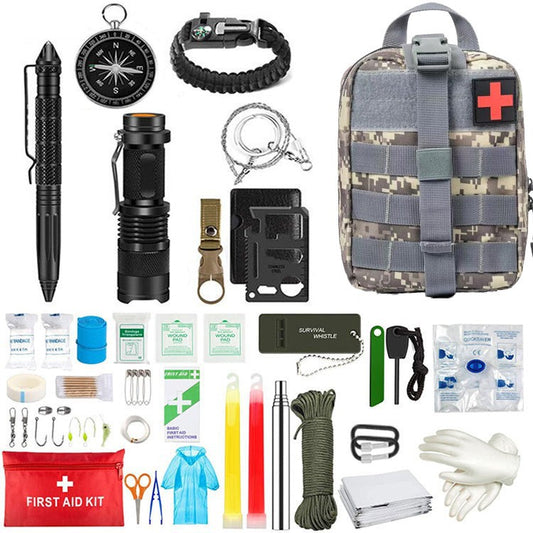 Kit supravietuire multifuncional Smart, 42 de Instrumente Profesionale, Echipament de prim-ajutor, Drumetie, Camping