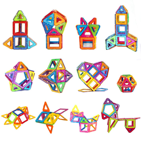 Set 148 Piese Magnetice de Constructie, Smart, Piese Medii, Magnetic Blocks, Forme Geometrice, 3 Ani, ABS, Magnet, 25 x 17.8 x 10 cm, Multicolor